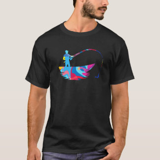 Kleurrijke Grafische Visvangst Vis T-shirt
