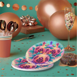 kleurrijke granaatappel papieren bordje