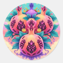 kleurrijke granaatappel ronde sticker