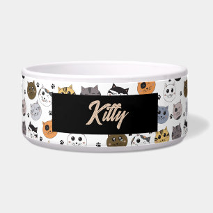 Kleurrijke Grappige Cute Katten & Poot Patroon Voerbakje