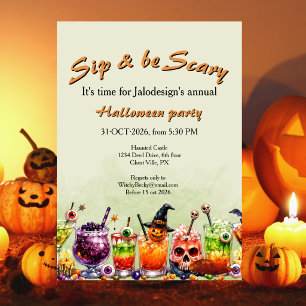 Kleurrijke Grappige Enge Cocktails Sla Halloween F Kaart