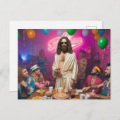 Kleurrijke Grappige Jaren 80 Verjaardag Jezus Briefkaart (Voorkant / Achterkant)