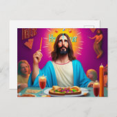 Kleurrijke Grappige Jezus op zijn Verjaardag Briefkaart (Voorkant / Achterkant)