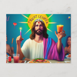 Kleurrijke Grappige Jezus op zijn Verjaardag Briefkaart