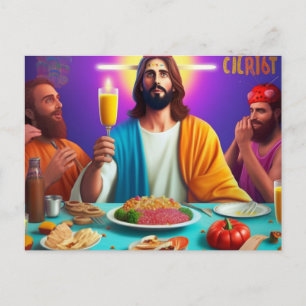 Kleurrijke Grappige Jezus op zijn Verjaardag Briefkaart