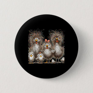 Kleurrijke Grappige Kip Kunst Gekke Kip van Eagerl Ronde Button 5,7 Cm