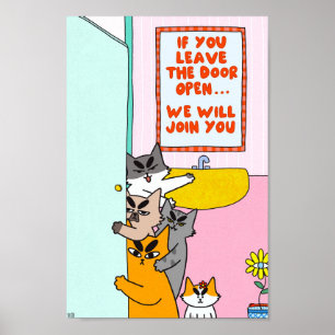 Kleurrijke Grappige Pastelkleurige Badkamer Muur K Poster