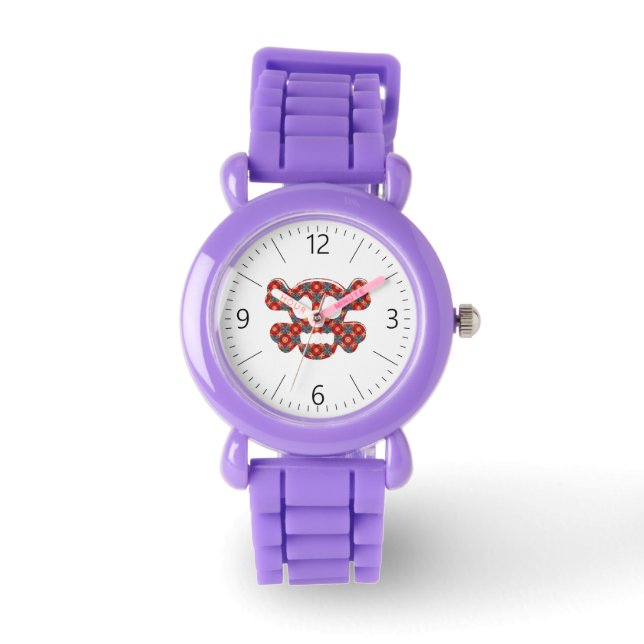 Kleurrijke grappige schedel horloge (Voorkant)