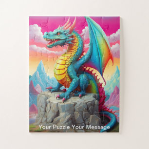 Kleurrijke grappige vriendelijke draak voor kinder legpuzzel