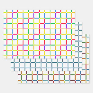 Kleurrijke Grid Negatieve Ruimte Art-geïnspireerde Inpakpapier Vel