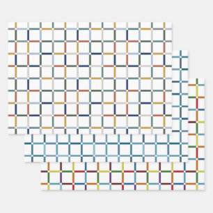 Kleurrijke Grid Negatieve Ruimte Art-geïnspireerde Inpakpapier Vel