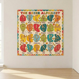 Kleurrijke Griekse Alfabet Letters voor Kinderen, Poster