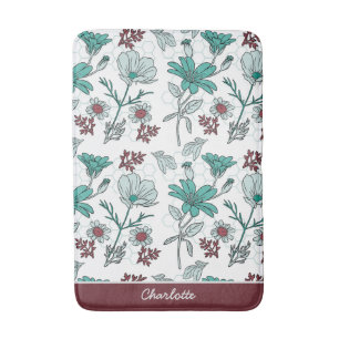Kleurrijke grienery florale patroon, gepersonalise badmat