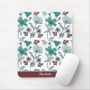 Kleurrijke grienery florale patroon, gepersonalise muismat