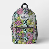 Kleurrijke grillige bloemen en bladeren botanisch bedrukte rugzak (Voorkant)
