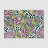 Kleurrijke grillige bloemen en bladeren botanisch tissuepapier (Voorkant)