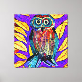 Kleurrijke grillige mozaïek Uil Art Canvas Afdruk (Voorkant)