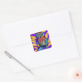 Kleurrijke grillige mozaïek Uil Art Vierkante Sticker (Envelop)