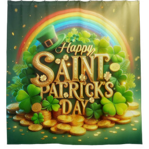 Kleurrijke, grillige Rainbow Saint Patrick's Day Douchegordijn