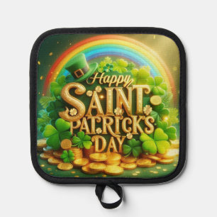 Kleurrijke, grillige Rainbow Saint Patrick's Day Pannenlap