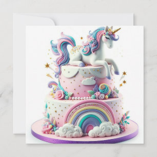 KLEURRIJKE GRILLIGE REGENBOGEN & EENHOORNS VERJAAR KAART
