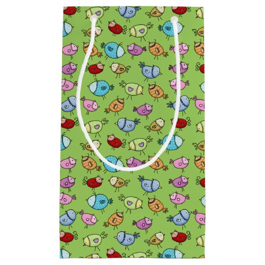 Kleurrijke grillige vogels klein cadeauzakje (Voorkant)