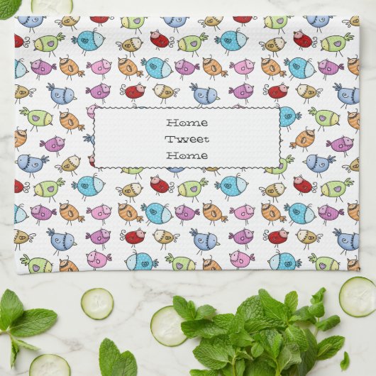 Kleurrijke grillige vogels theedoek (Gevouwen)