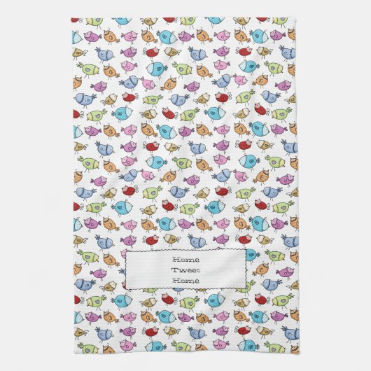 Kleurrijke grillige vogels theedoek (Verticaal)