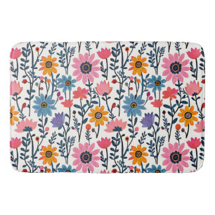 Kleurrijke grillige volkskunst Bloemen Badmat