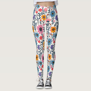 Kleurrijke grillige volkskunst Bloemen Leggings