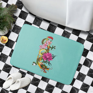Kleurrijke Groene Chinese Draak Lotus Theelint Tat Badmat