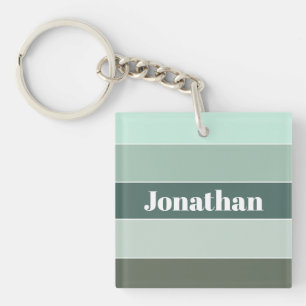 Kleurrijke groene gepersonaliseerde kleurstrepen sleutelhanger