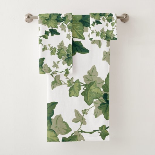 Kleurrijke groene Ivy op witte achtergrond Bad Handdoek (Insitu)