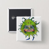 kleurrijke groene kiem vierkante button 5,1 cm (Voorkant /achterkant)