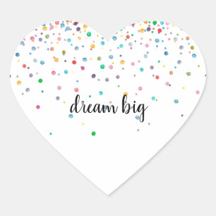 Kleurrijke groene rood blauw geel Confetti Stippen Hart Sticker