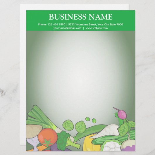 Kleurrijke groenten | Basiswinkel Persoonlijk Briefhoofd (Voorkant / Achterkant)