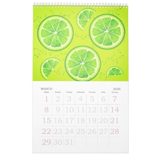 Kleurrijke groenten en fruit 2026 Vegan Kalender (Mar 2026)