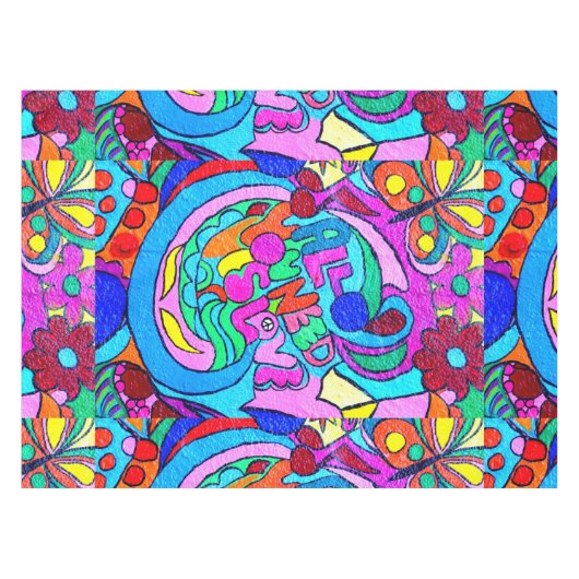 kleurrijke groovitsrust en liefde tafelkleed (Voorkant (Horizontaal))