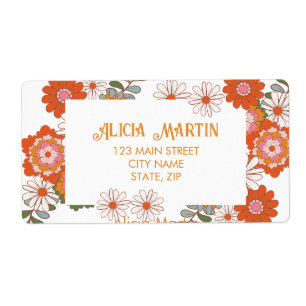 Kleurrijke Groovy Hippie Flora & Leaf Adres Etiket