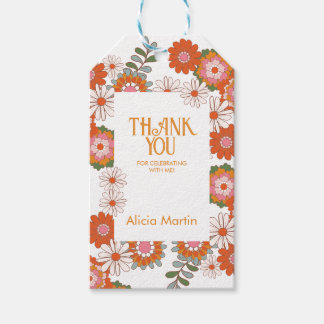 Kleurrijke Groovy Hippie Flora & Leaf Dank u Cadeaulabel