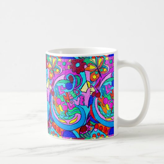 kleurrijke groovy hippie stijl liefde mok (Rechts)
