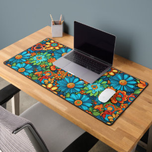 Kleurrijke groovy mood bloemen patroon bureaumat