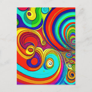 Kleurrijke Groovy Rainbow Swirls Briefkaart