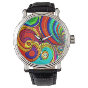 Kleurrijke Groovy Rainbow Swirls Horloge