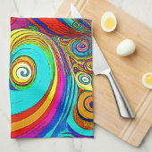 Kleurrijke Groovy Rainbow Swirls Theedoek (Quarter Fold)