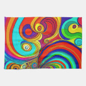 Kleurrijke Groovy Rainbow Swirls Theedoek (Horizontaal)