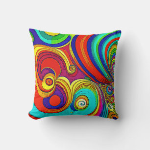 Kleurrijke Groovy Regenboogkrullen Kussen