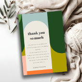 Kleurrijke Groovy Retro Boog Abstract Bruids Showe Bedankkaart