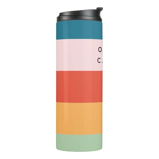 Kleurrijke Groovy Retro Horizontale Stripe Naam Thermosbeker (Gedraaid links)