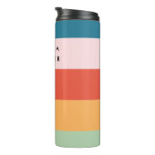 Kleurrijke Groovy Retro Horizontale Stripe Naam Thermosbeker (Geroteerd rechts)